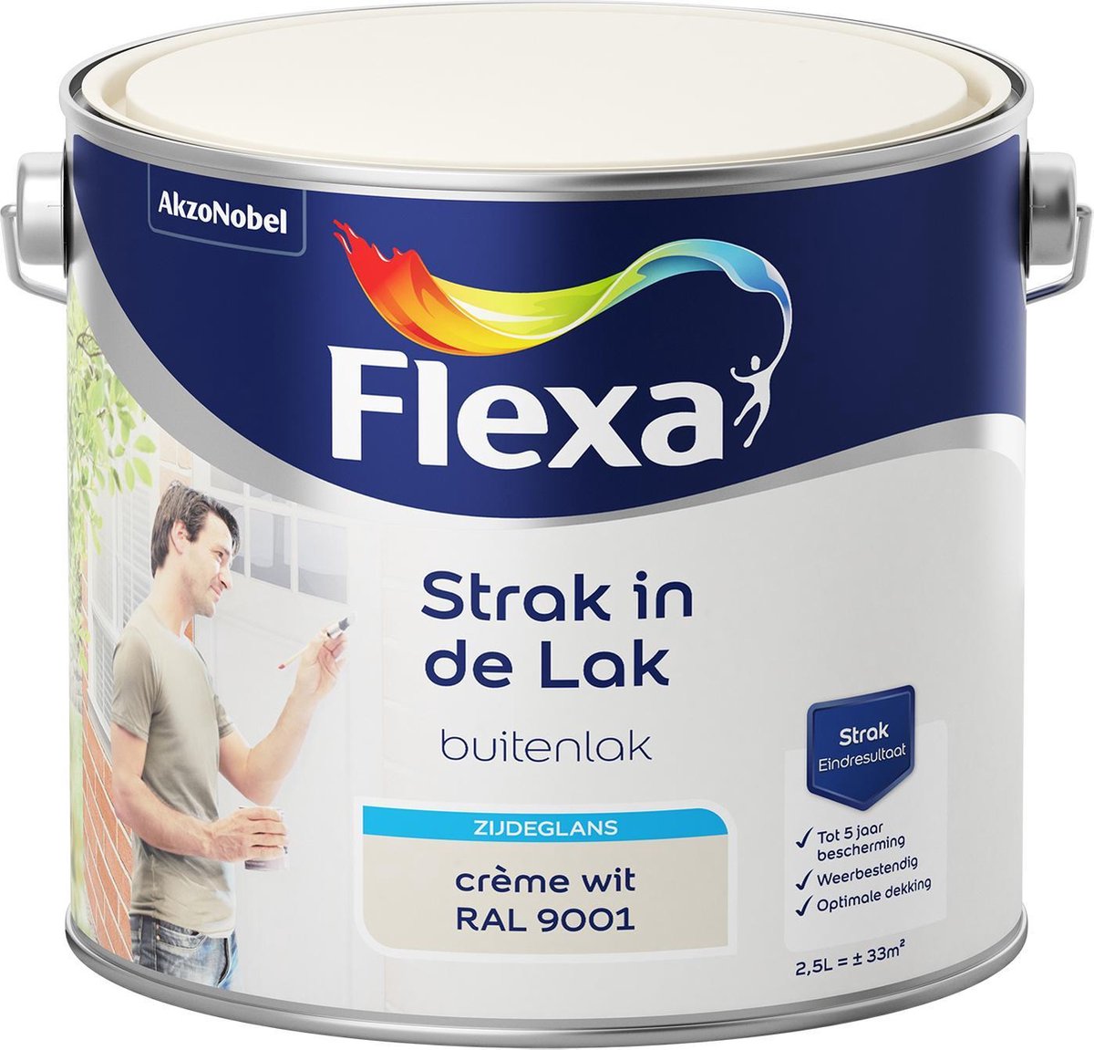 Flexa Strak in de Lak Zijdeglans Buitenverf Crème 2,5 liter