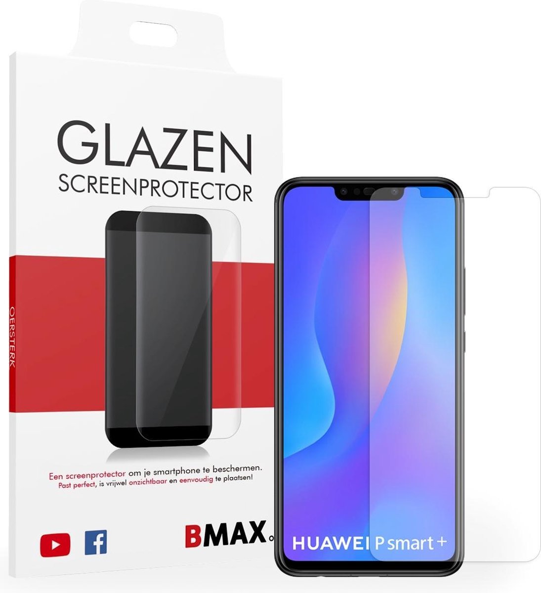 BMAX Plus Glazen Screenprotector geschikt voor de Huawei P Smart | Beschermglas | Tempered Glass