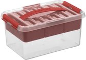 Sunware - Q-line opbergbox met inzet 6L transparant rood - 30,7 x 20 x 14,3 cm