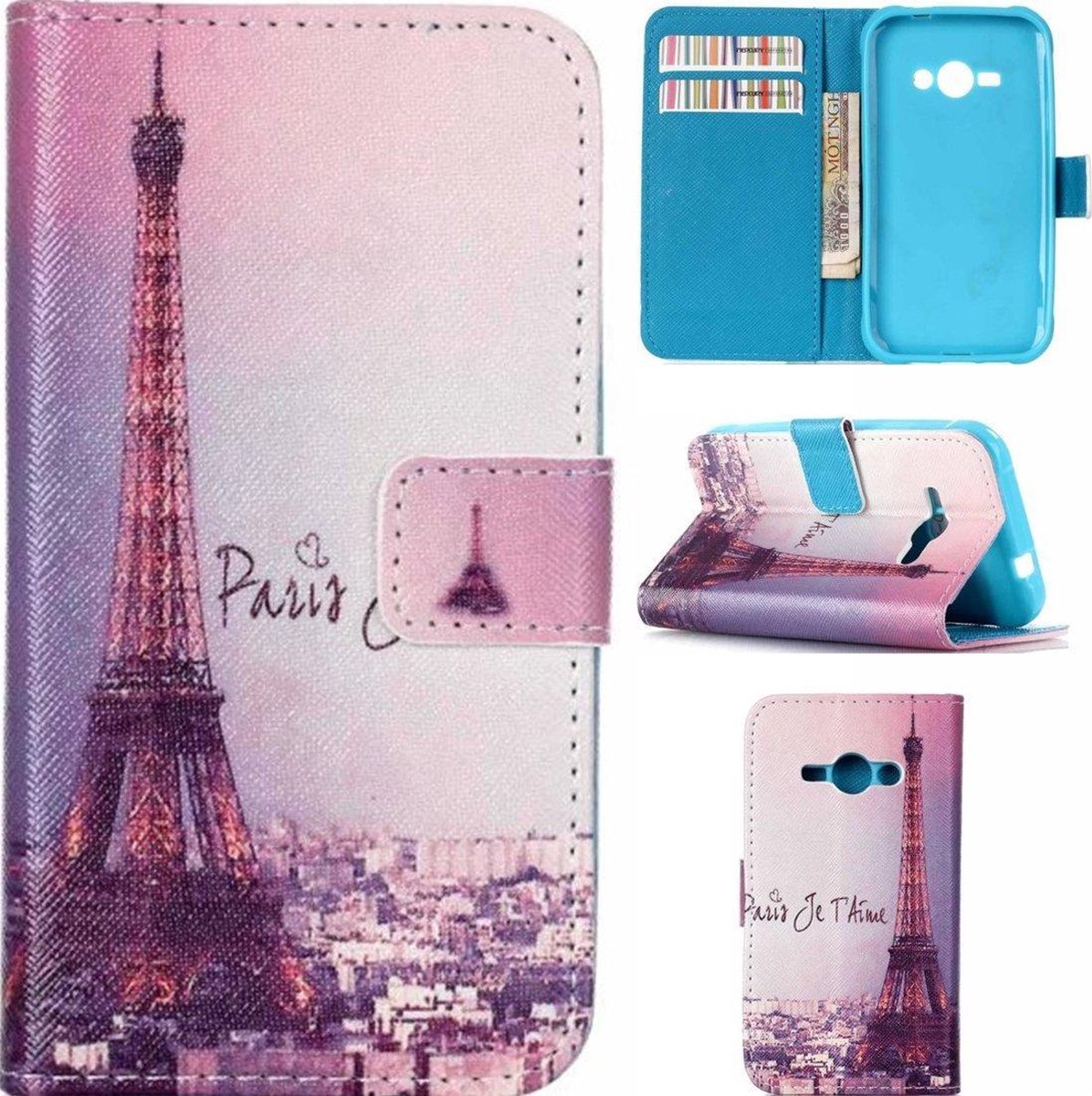 iCarer Eiffel tower print wallet case hoesje Geschikt voor: Samsung Galaxy Core prime