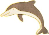 Behave® Broche dolfijn bruin wit emaille