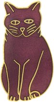 Behave® Broche poes kat paars emaille