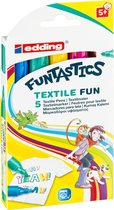 edding 17/5 S Funtastic textiel kinderstiften assorti fun set - ronde punt - 2-3 mm - set van 5 stuks
