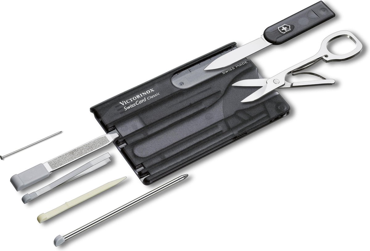Victorinox SwissCard Classic - make-up- & manicurekoffer- Zwart Transparant ABS - 10 delig