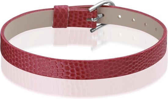 Bracelet Montebello Anass Rouge - Femme - Cuir - Métal - 20,5 cm