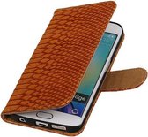 Slang Bruin Samsung Galaxy S6 Edge Book Wallet Case Hoesje - Cover Case Hoes
