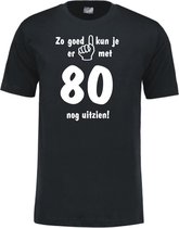 Mijncadeautje - Leeftijd T-shirt - Zo goed kun je er uitzien 80 jaar - Unisex - Zwart (maat L)