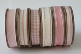 ribbon lint band set van 6 in roze kleurstelling