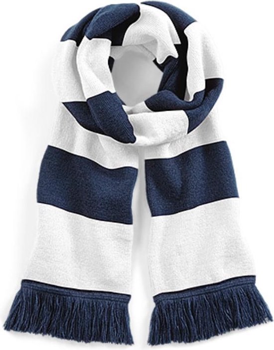 Beechfield Sjaal met brede streep marineblauw/wit Unisex - sjaal lengte 182 cm