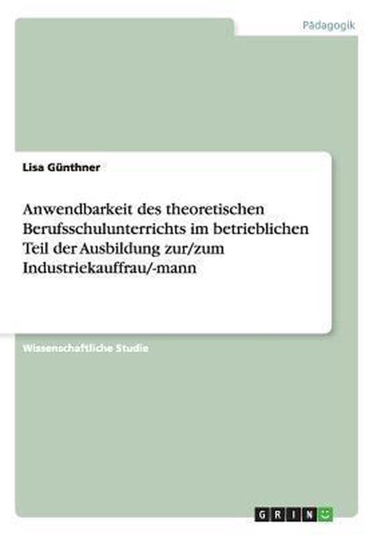 Anwendbarkeit des theoretischen Berufsschulunterrichts im be ... - cover