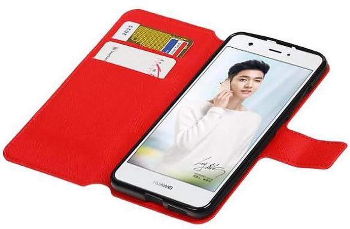 Cross Pattern TPU Bookstyle Wallet Case Hoesjes Geschikt voor Huawei Nova Plus Rood