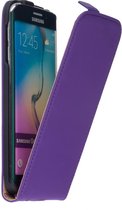 Paars Lederen Flip Case Cover Hoesje Samsung Galaxy S6 Edge