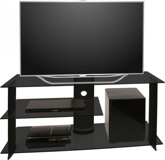 Vuiligheid residentie B olie TV meubel kast Subuso 120 cm verrijdbaar zwart/zwart glas | bol.com