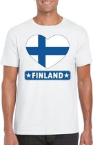 Finland hart vlag t-shirt wit heren 2XL