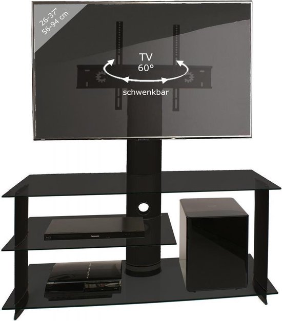 Imperialisme in het midden van niets na school TV kast TV meubel Bulmo verrijdbaar draaibaar zwart/zwart glas | bol.com