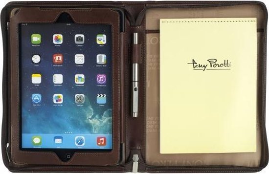 Tony Perotti - Schrijfmap A5 met uitneembare iPad-houder - Donkerbruin |  bol.com