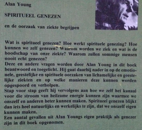 Boekomslag 'Spiritueel genezen' door Alan Young met een portret van een man.