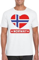 Noorwegen hart vlag t-shirt wit heren M