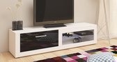 TV meubel - dressoir Bornea (body wit / front hoogglans zwart).