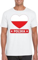 Polen hart vlag t-shirt wit heren 2XL