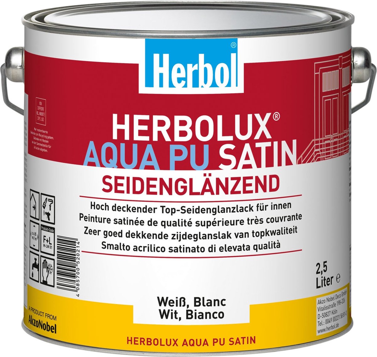 Herbol Herbolux Aqua PU - Satin - Wit / Kleur - 0.5L, 1l, 2.5L, 5L
