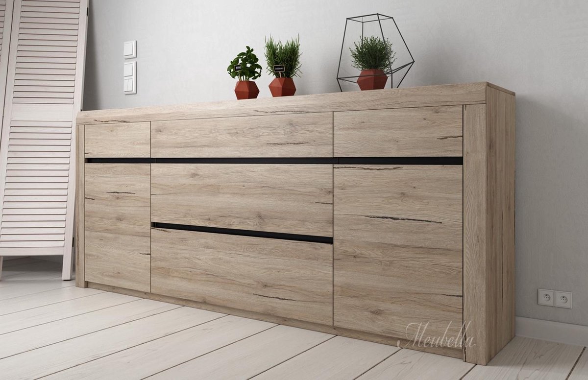 Dressoir Melton - Licht eiken - 204 cm | bol.com