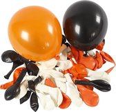 Ballons, d: 23-26 cm, 100 pièces, blanc, orange, noir