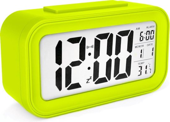 JAP Clocks AC18 digitale wekker - Alarmklok - Inclusief temperatuurmeter - Met snooze en verlichtingsfunctie - Groen