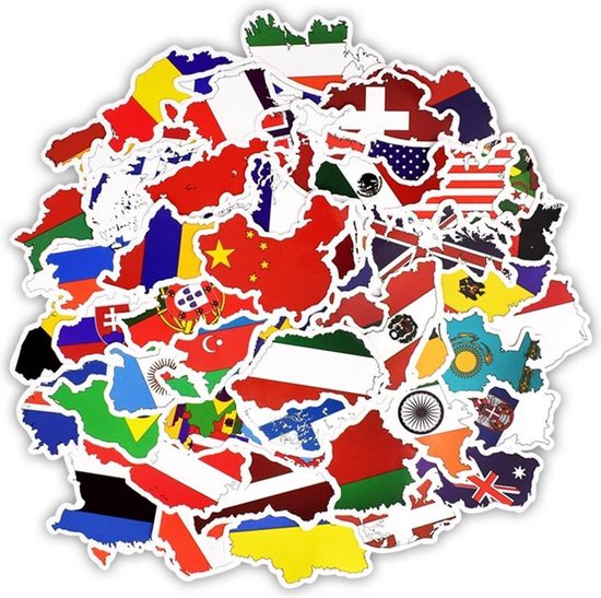 Tegenwerken Helderheid Eigenlijk 50 Nationale Vlaggen Stickers – Celvar – Watervast & UV Bestendig – 50  Verschillende... | bol.com
