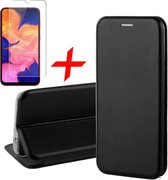 Hoesje geschikt voor Samsung A10 en Screenprotector - Book Case Slim Wallet Zwart + Screen Protector