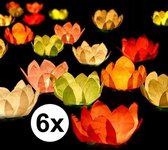 Drijfkaarsen Bloemen - Diverse Kleuren - 6 Stuks