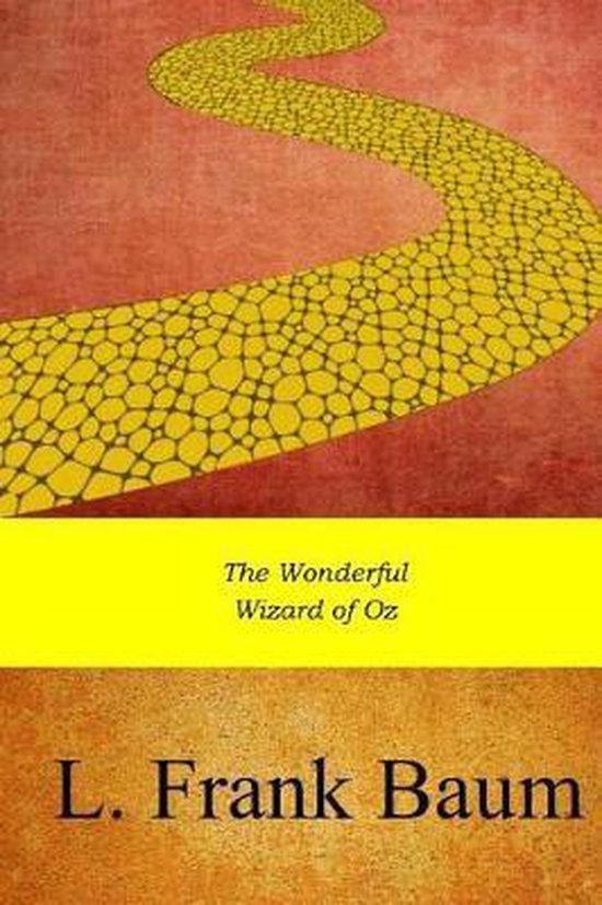 La route jaune des souliers d'argent vers la Cité d'Émeraude, avec le titre 'The Wonderful Wizard of Oz' et L. Frank Baum.