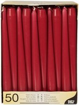 Value pack bougies de dîner / bougeoir rouge bordeaux - Bougies gothiques rouge bordeaux 50 pièces 25 cm - Bougies de décoration de table