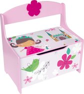Playwood - Houten gekleurde speelgoedkist Prinses - Opbergkist - Speelgoedbank