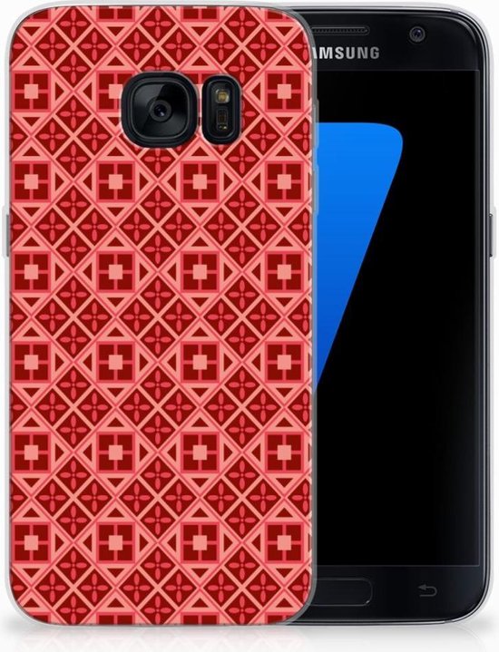 Protection Housse pour Samsung Galaxy S7 Coque Téléphone Batik Rouge
