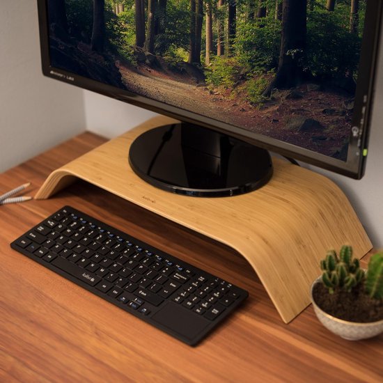 Navaris® Laptop Monitor Wood Stand Bamboo Houten standaard