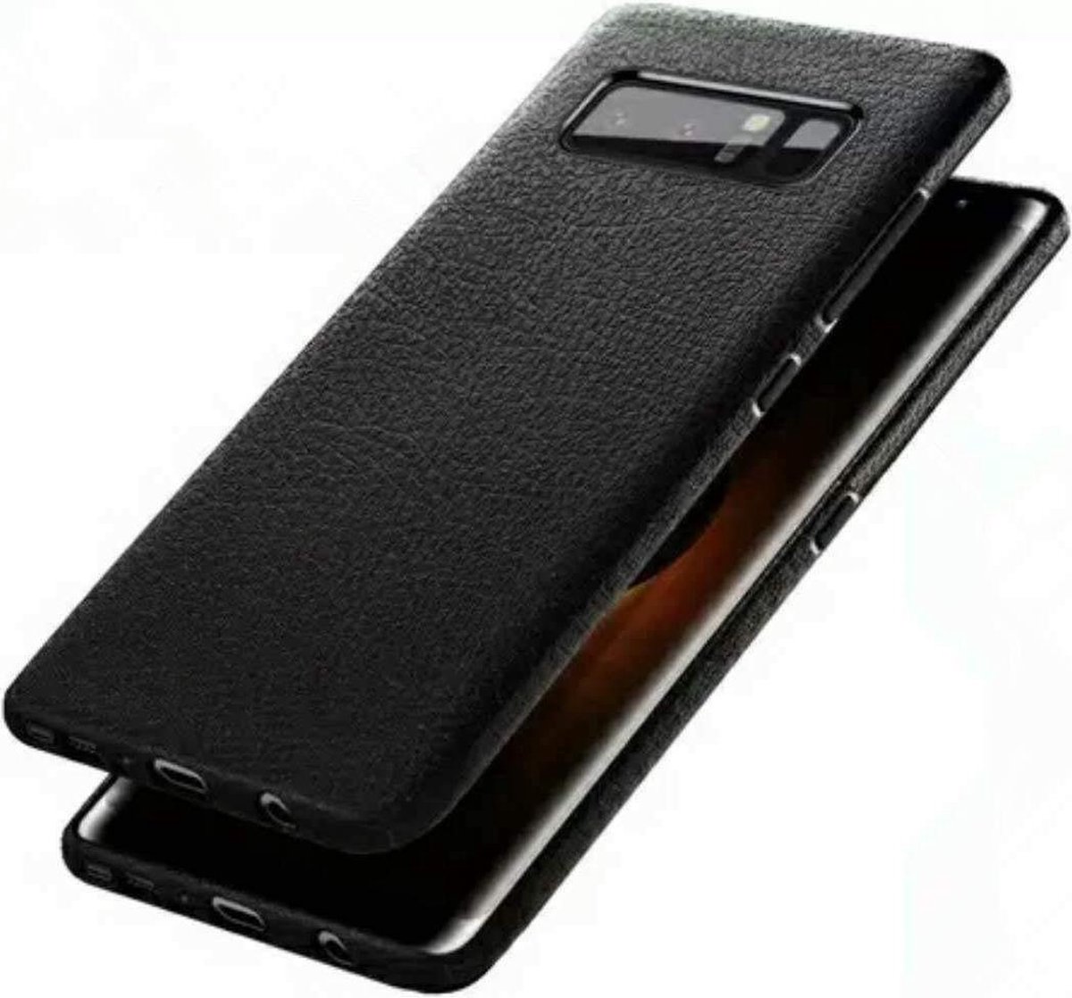 DrPhone Samsung Note 8 Hoesje - PU Leren Look TPU Case - Flexibele Ultra Dun Hoes - Zwart