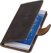 Sony Xperia Z4 Bark/Hout Booktype Wallet Hoesje Grijs