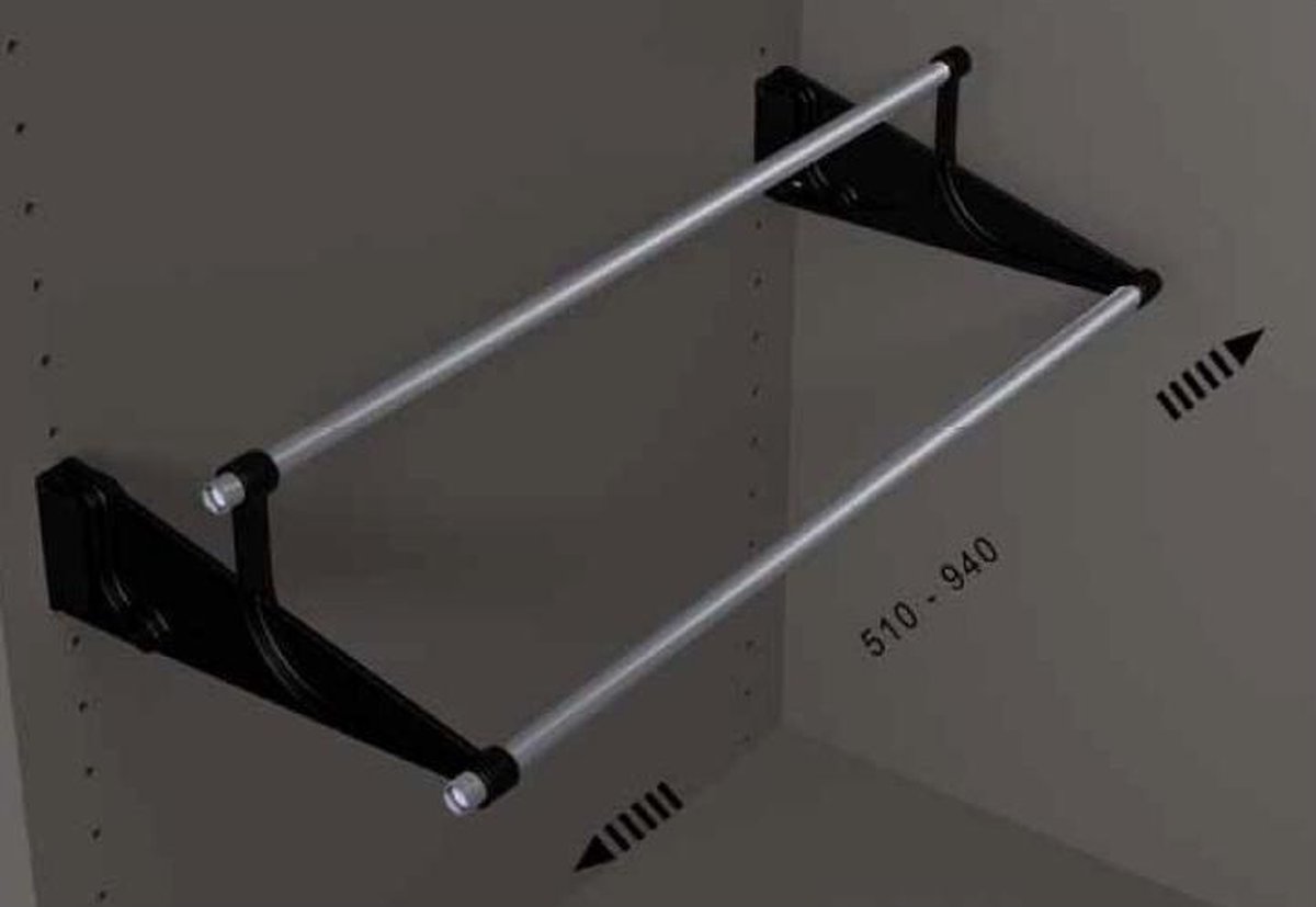 Servetto schoenrek TAC uittrekbaar 56/100cm zwart+nikkel