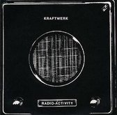 Kraftwerk-logo met "RADIO-ACTIVITY" en twee knoppen onderaan.