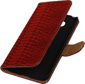 Rood Slang booktype cover hoesje voor Huawei P8 Lite