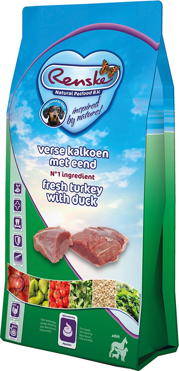 Renske Super Premium Adult vers bereide kalkoen met eend hondenvoer 12 kg