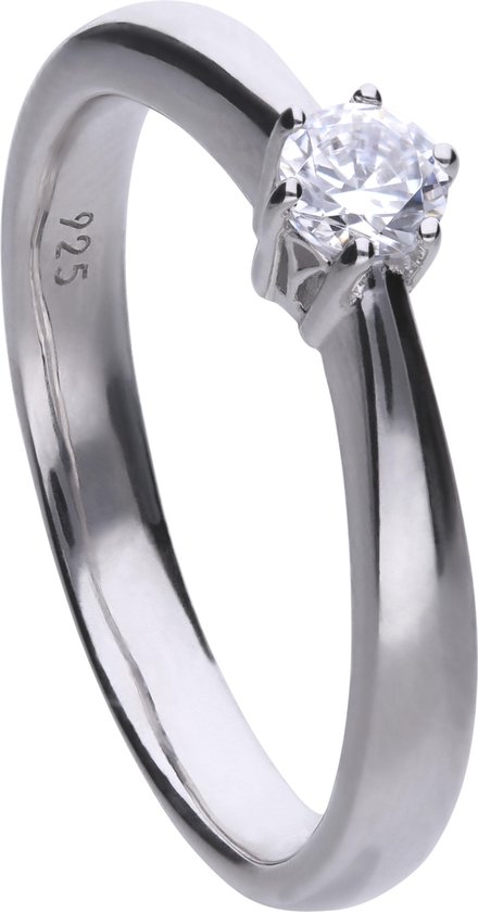 Diamonfire - Zilveren Ring  - Steenmaat 4 mm - Chatonzetting