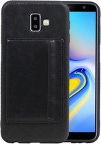 Zwart Staand Back Cover 1 Pasjes voor Samsung Galaxy J6 Plus