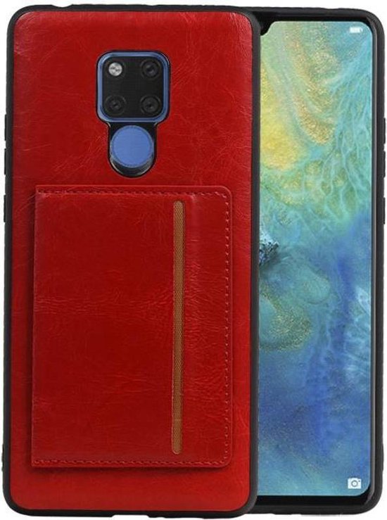 Rood Staand Back Cover 1 Pasjes voor Huawei Mate 20 X