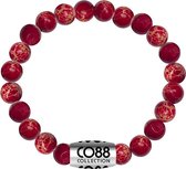 CO88 Collection 8CB-17027 - Armband met bead - Sediment natuursteen 8 mm - one-size - rood