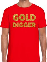Gold Digger glitter tekst t-shirt rood heren - heren shirt Gold Digger XL