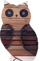 Fairtrade Wall Deco Owl Looking Aside Recycle Wood