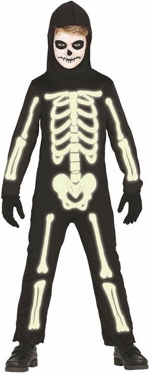 Flitsend Portier ~ kant Glow in the dark skelet kostuum voor kinderen - verkleedpak 10-12 jaar  (140-152) | bol.com