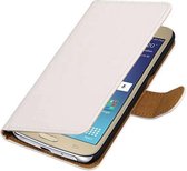 Effen Bookstyle Hoes voor Galaxy J2 (2016 ) J210F Wit